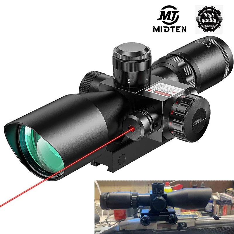 MidTen 2.5-10x40 Rifle Scope Red Mil-Dot Reticle Illuminated and Laser  Mil-dot Scope Red Lens 11mm Dovetail Mounts