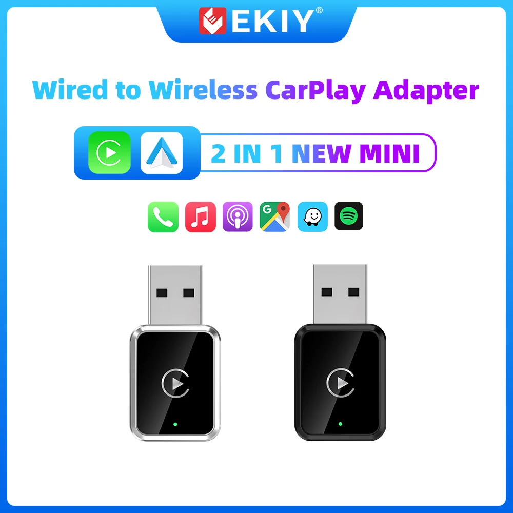 

EKIY 2 в 1 Carplay Ai Box Беспроводной адаптер CarPlay Android Auto Smart Dongle Plug and Play Универсальный для проводного автомобиля Carplay