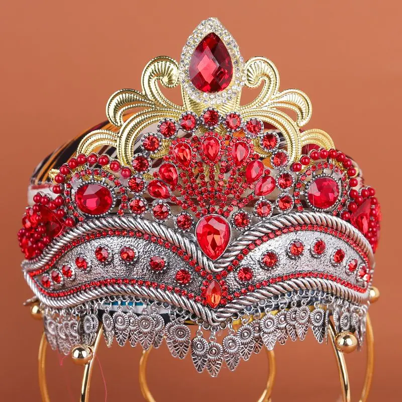 

Xinjiang ethnic wind crown dance alloy rhinestone princess headdress hat