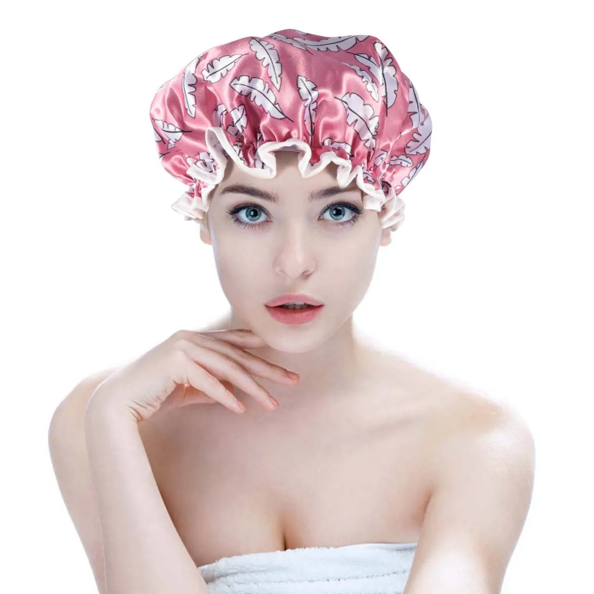 

2Pcs Thick Shower Hat Stylish Bathing Cap Hair Protective Caps for Women Makeup Removal Hair Salon Use Durable