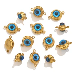 5pcs Stainless Steel Devil's Eye Double Holes Charms For Jewelry Making Connectors For DIY Bracelets Necklace Pendants Charms