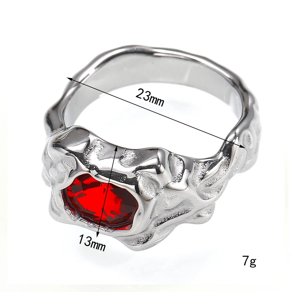 Lava-Textur-Ring für Frauen Edelstahl Zerknitterter Edelstein Hip-Hop Streetwear Schmuck Geschenk für Frauen – Detail 4