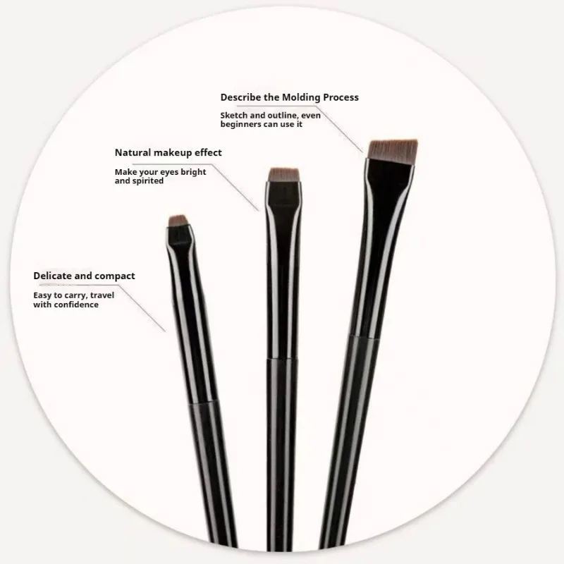 3pcs Precision Eyeliner Brush Set Fine Oblique Head Ultra-Thin Eyebrow & Eyeliner Brush Eye Shadow Brush for Makeup Tools