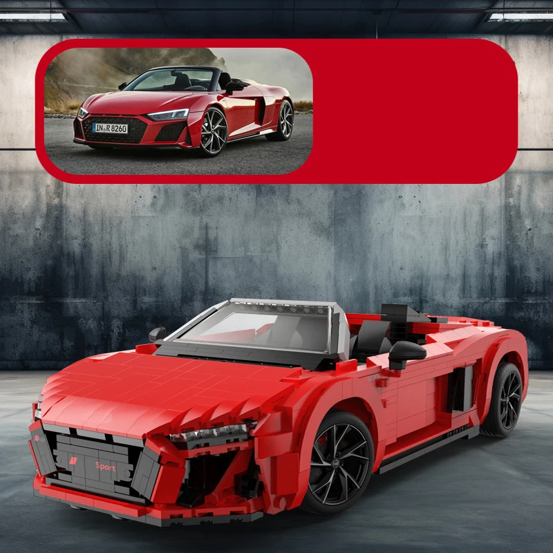 1440pcs MOC Technical 1:10 Sports Car R8 Spyder Building Blocks Model Bricks Assembling Toys for Boys Birthday Gift Set