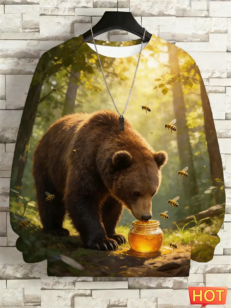 

New In Animal Bear Pattern 3D Printed sweatshirt Men Women Cute Bear crew neck Pullover Sweatshirt Coat Men Hoody Clothes