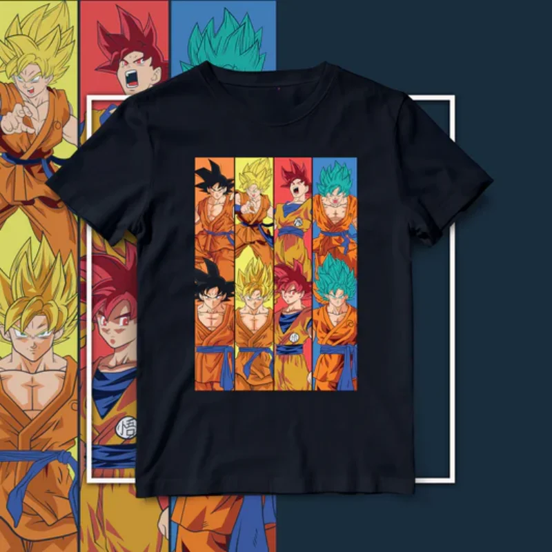 Dragon Ball Trendy Models 2026 Summer Character Group Print Retro T-Shirt, Casual Harajuku Oversized Unisex Kids Sports Tee Y2k