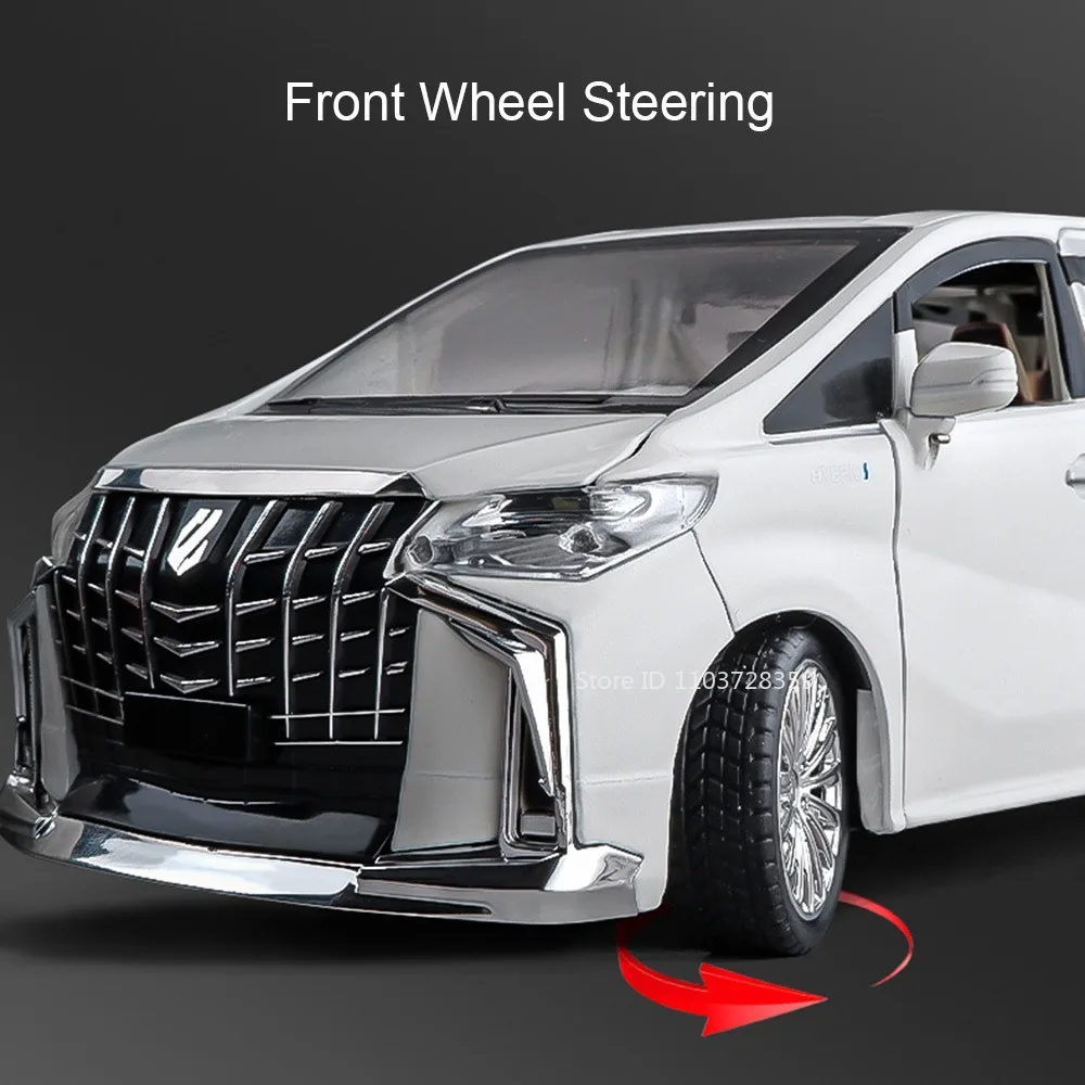 1:24 alphard vellfire modelo de carro brinquedos liga diecast miniatura mpv som luz portas abertas puxar para trás veículos de brinquedo para meninos presentes