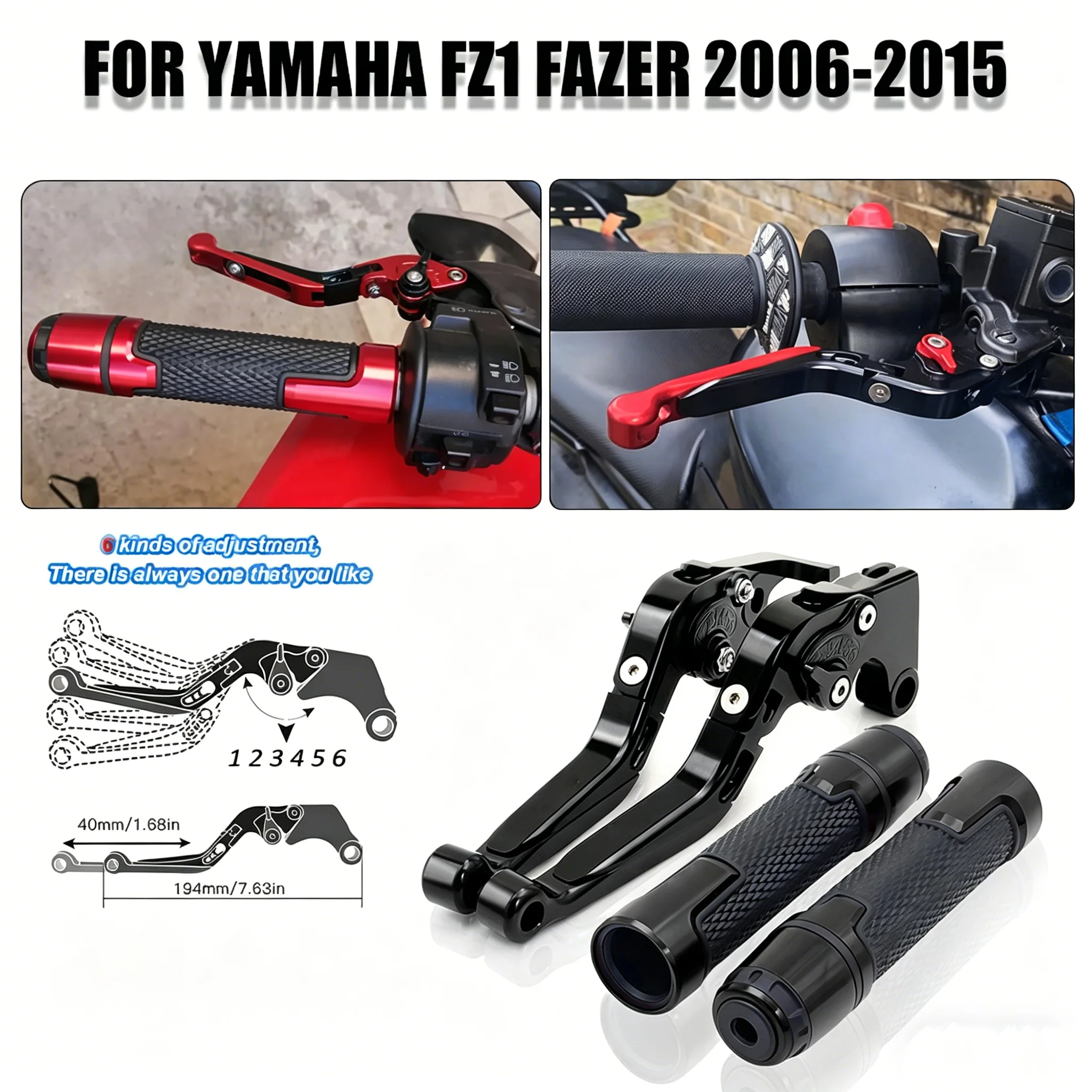

For Yamaha FZ1 FAZER 2006-2015 Motorcycle Brake Clutch Levers CNC Foldable Adjustable Retractable Clutch Brake Levers Grips Kit