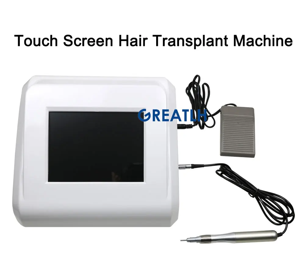 Touch screen hair transplant extractor with counting hair follicle extractor instrument