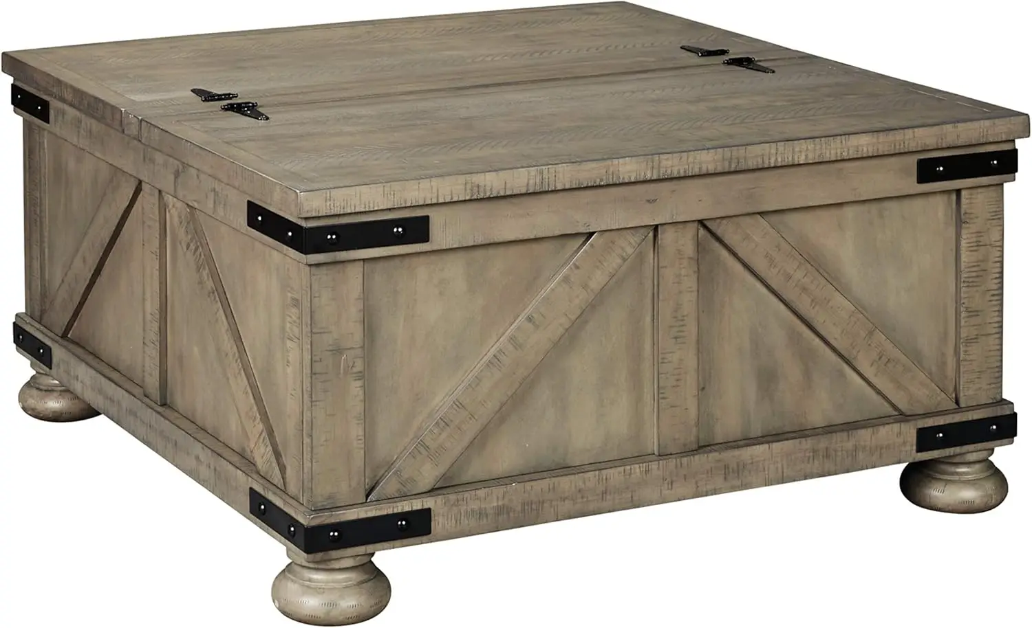 

Signature Design Farmhouse Square Coffee Table with Lift Top for Storage, Grayish Brown