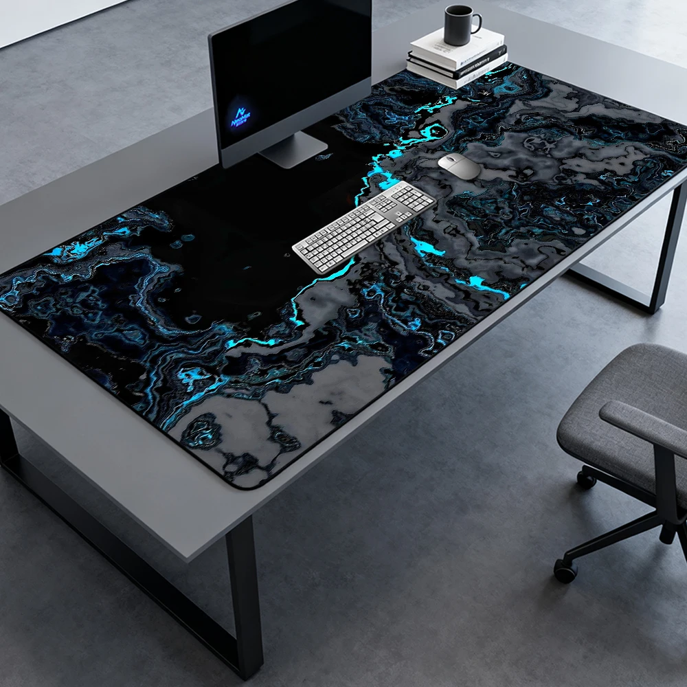 Neon Liquid Desk Pad 180x60 Black Mousepad Texture Full Deskmat Playmat Rubber Nonslip Mouse Mat Washable Desk Accessories