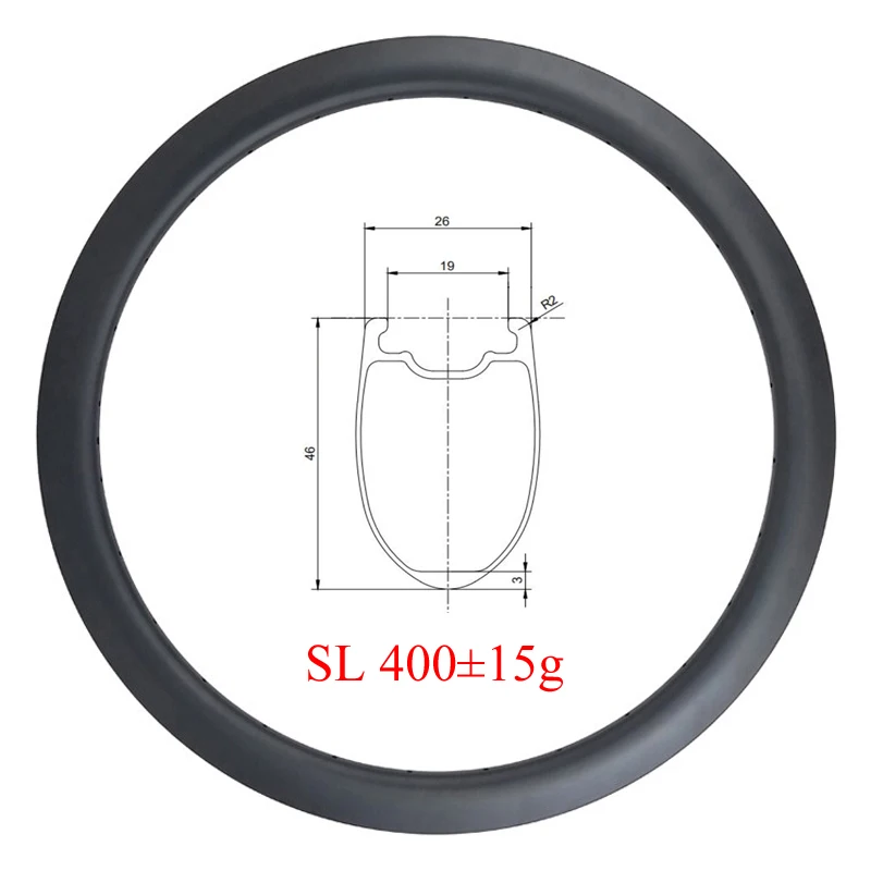 

LIENGU SL 400g 46mm Road Bike Rim 700C Tubeless Clincher Bicycle Disc Brake Carbon Rings 26mm Wide 20 21 24 28 Holes