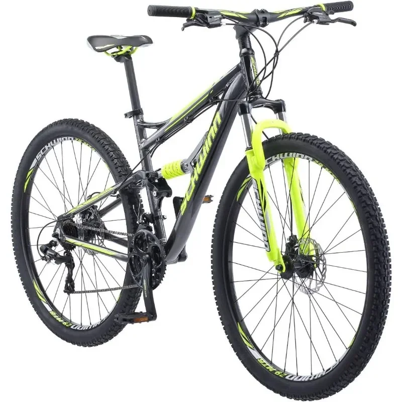 Schwinn Traxion Mens and Womens Mountain Bike 24-Speed Shifters, Full Suspension, Mechanical Disc Brakes Bycicle