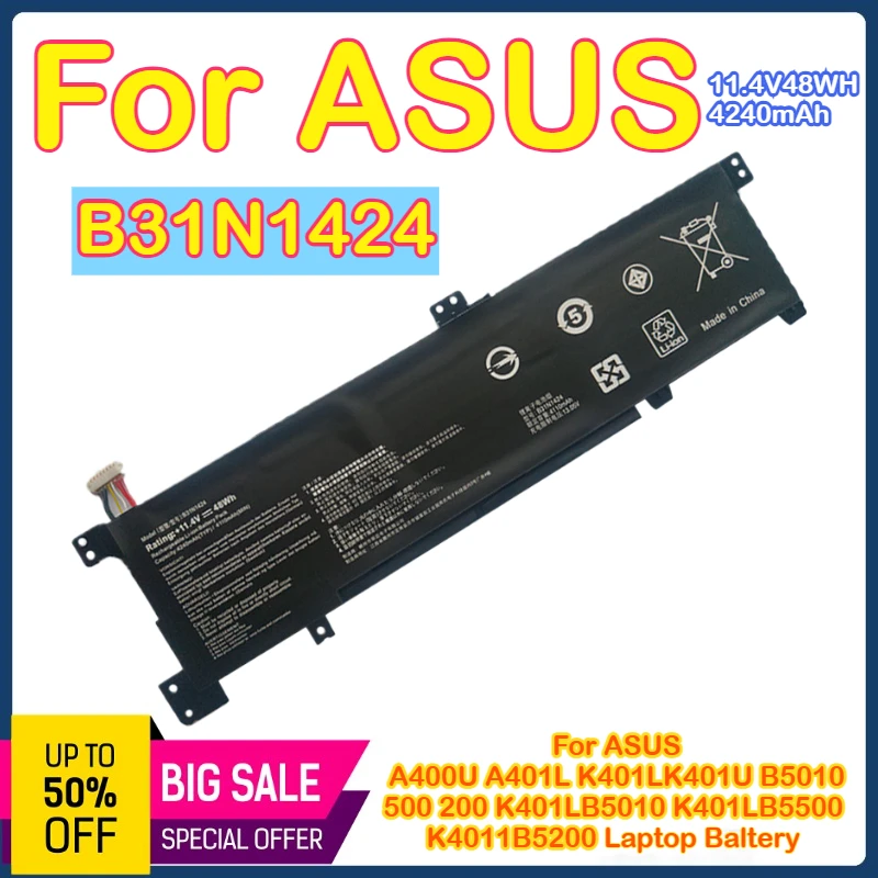 

B31N1424 для ASUS B31N1424 A400U A401L K401L/U V405L U4000 аккумулятор для ноутбука