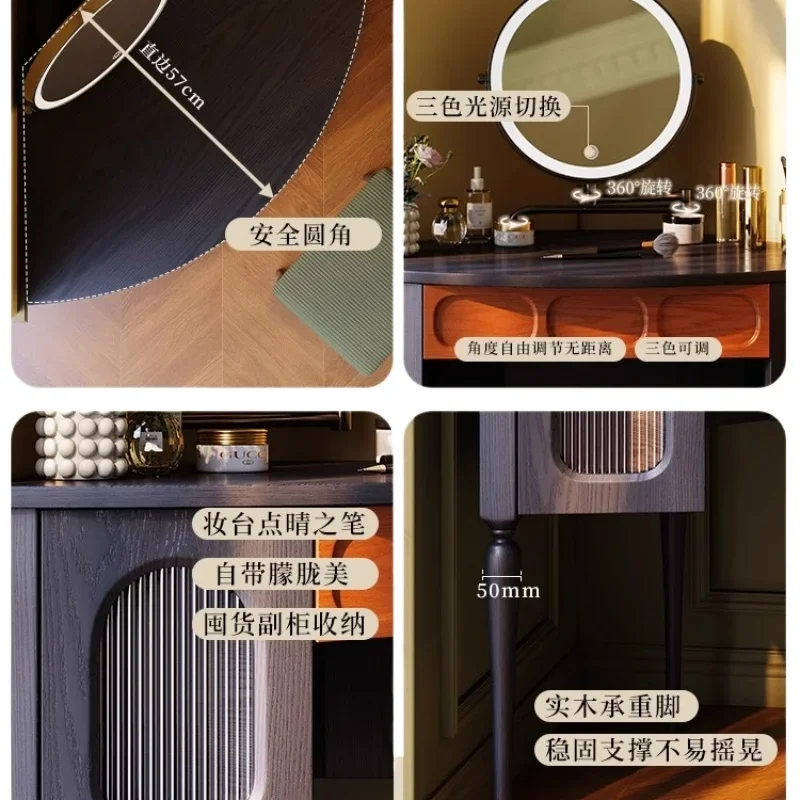 

French retro dresser, small apartment solid wood storage cabinet, master bedroom, American medieval makeup table