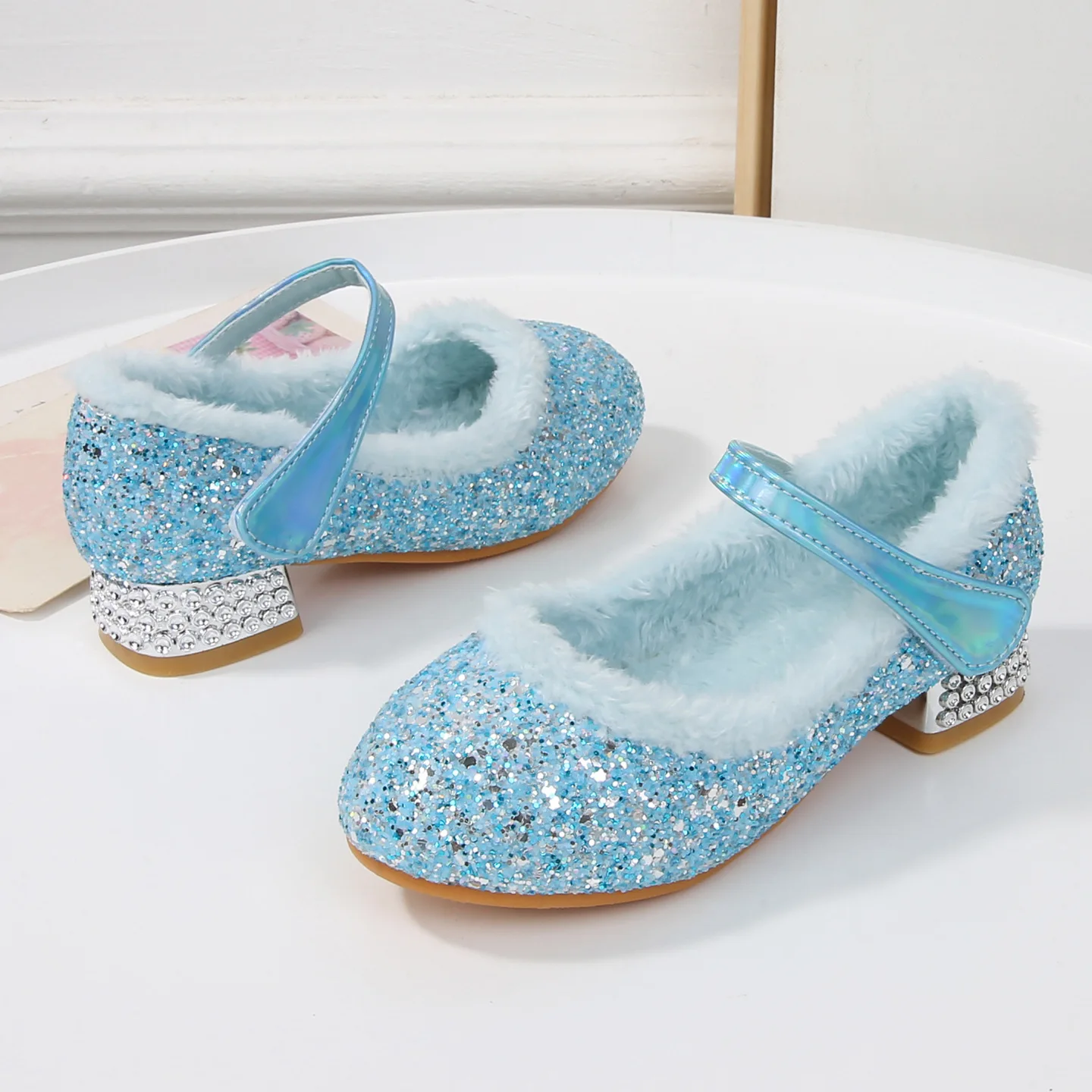 

Kids'Casual Shoes Girls PU Leather Winter Fashion Solid Color Flat Bottom Warm Anti-slip Soft Bottom Blue Purple Pink Size 23-36