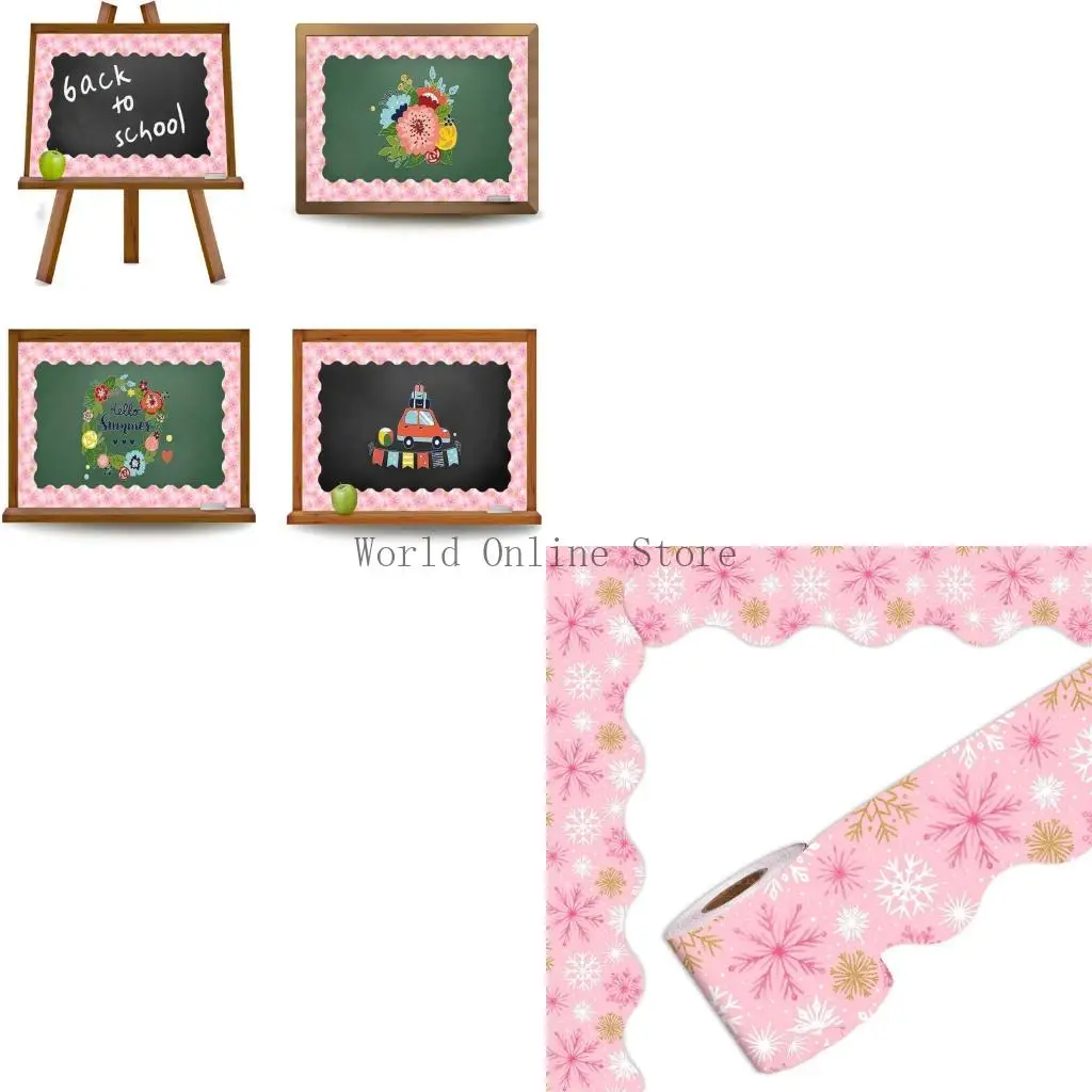 Snowflakes Border Trim Sticker Wall Sticker 65ft Bulletin Border Border Sticker for Bulletin Board Décoration vacances