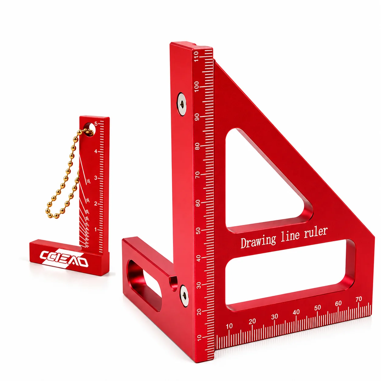 Aluminum Alloy Speed Square with Mini L Square Keychain, Precision Carpenter Triangle Ruler, Woodworking Layout