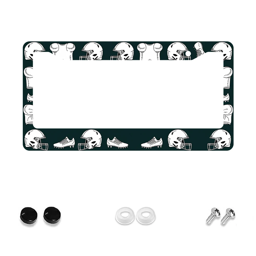 

1 шт., белый футбольный шлем и узор с бутсами, рама номерного знака с 2 отверстиями, алюминиевый материал, 6x12 дюймов, с комплектом винтов