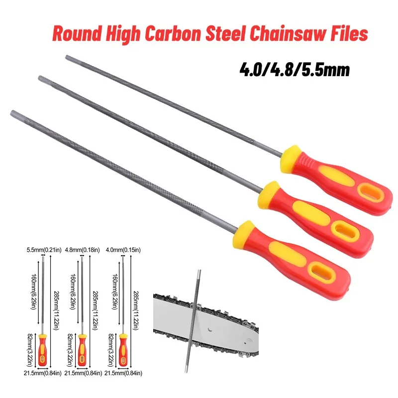 

3PC 4/8/5.5mm Round Extended Handle Sharpening Chainsaw Saws Chain File Sharpener Chainsaw Round Files Woodworking Tools
