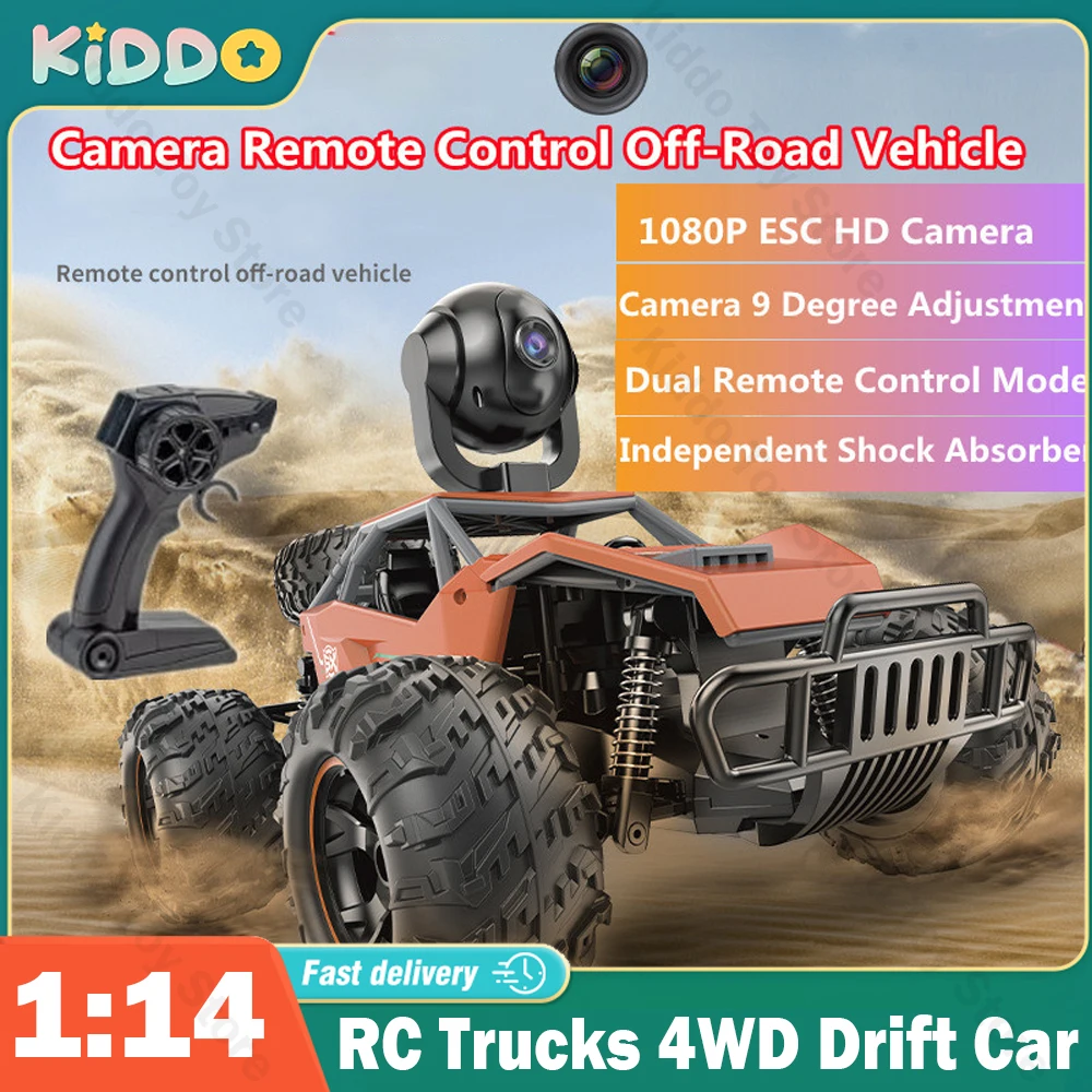 

Off-Road RC Trucks 4WD 1:14 Alloy Climbing Car High-speed 1080P WiFi Camera Video Drift Remote Control Car Toys for Boys Gifts