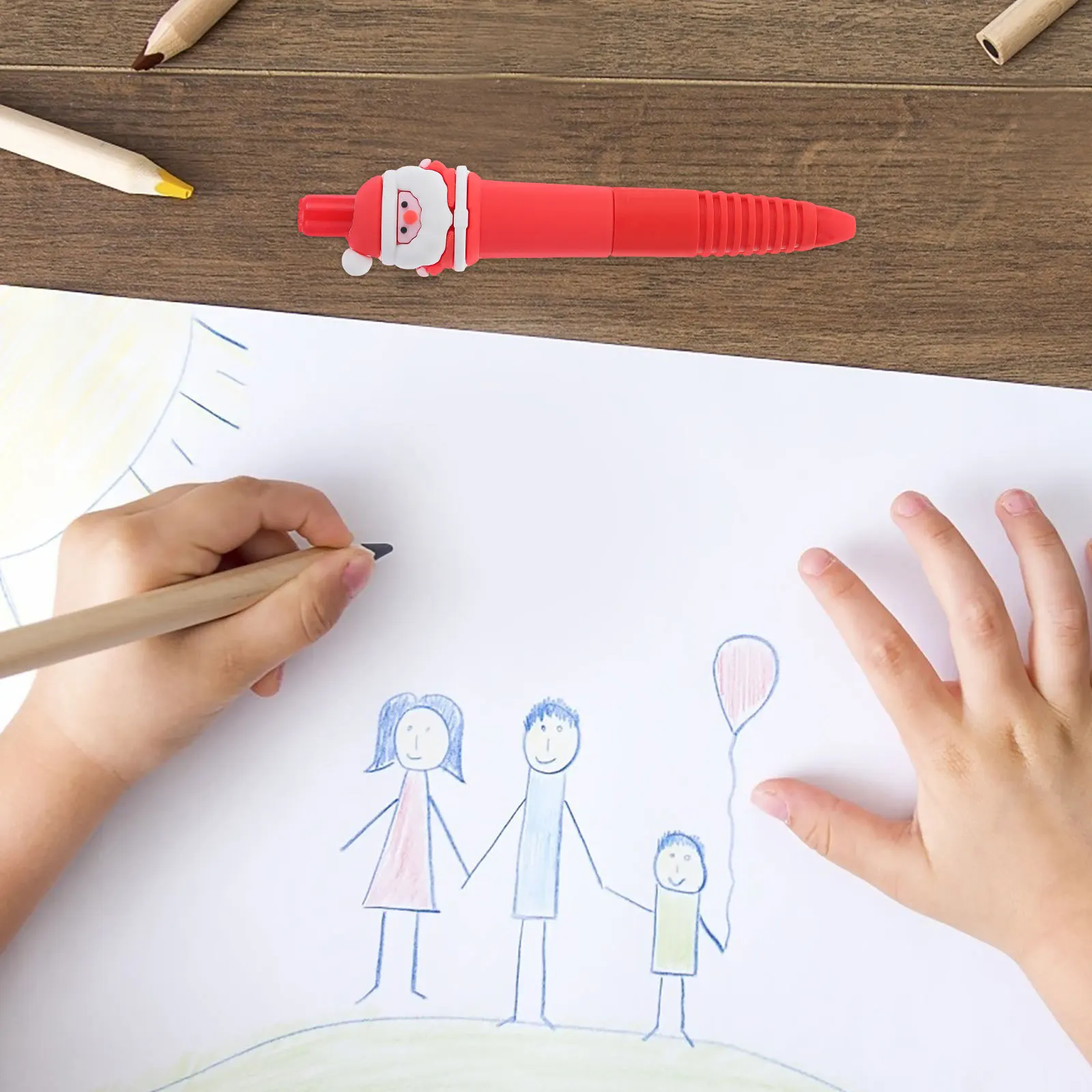 

6 шт., рождественские чернильные ручки, черные выдвижные праздничные ручки Санта-Клауса для письма для студентов, школьные канцелярские товары, Рождество