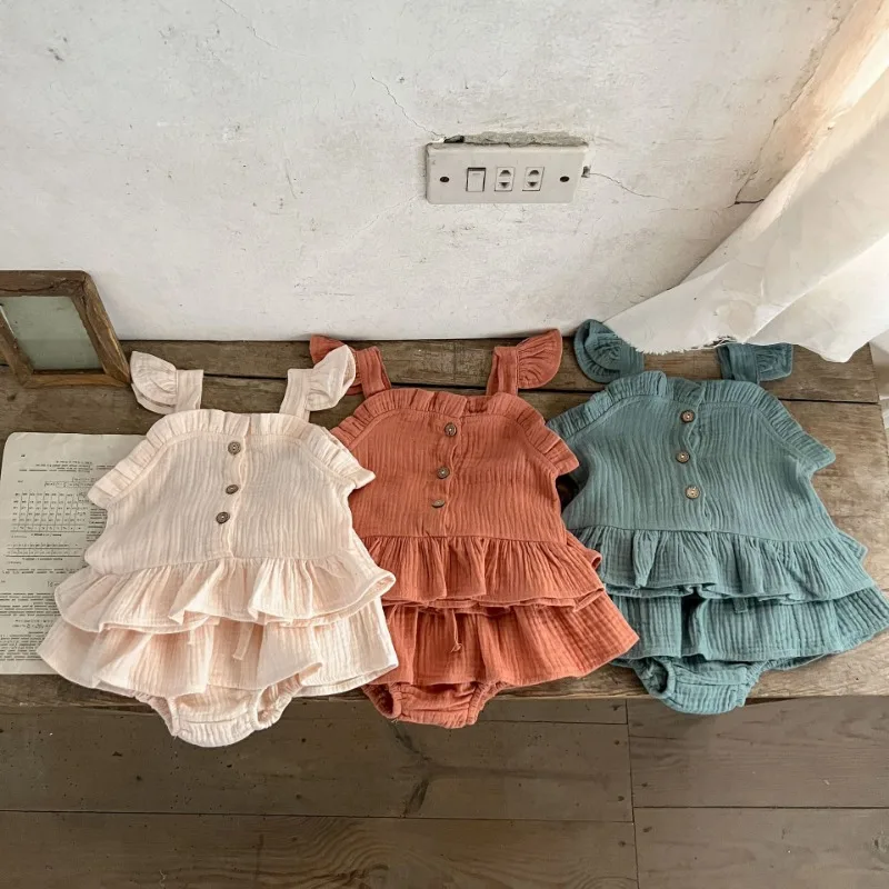 New Born Baby Girl Europe Style Sleeveless Cotton + Short Pants Clothing Sets Summer Baby Cute Vest Sets Infant Clothes