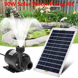 50W 12V Solar Panel Powered Water Pump Kits Low Noise Brushless Pump Outdoor Waterfall Fountain Garden Pool Pond Bird Bath Lawn