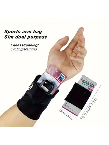 1pc Sports Wrist Wallet Armband,Breathable Polyester Zippered Armband, Phone/Cash/Key Holder for Running/Gym/Cycling,