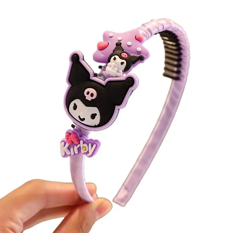 Kuromi Child Hairband Girl Go To School Press Hair Not Tying Head Broken Hair Organizer Hair Card Kawaii Cartoon Headgear