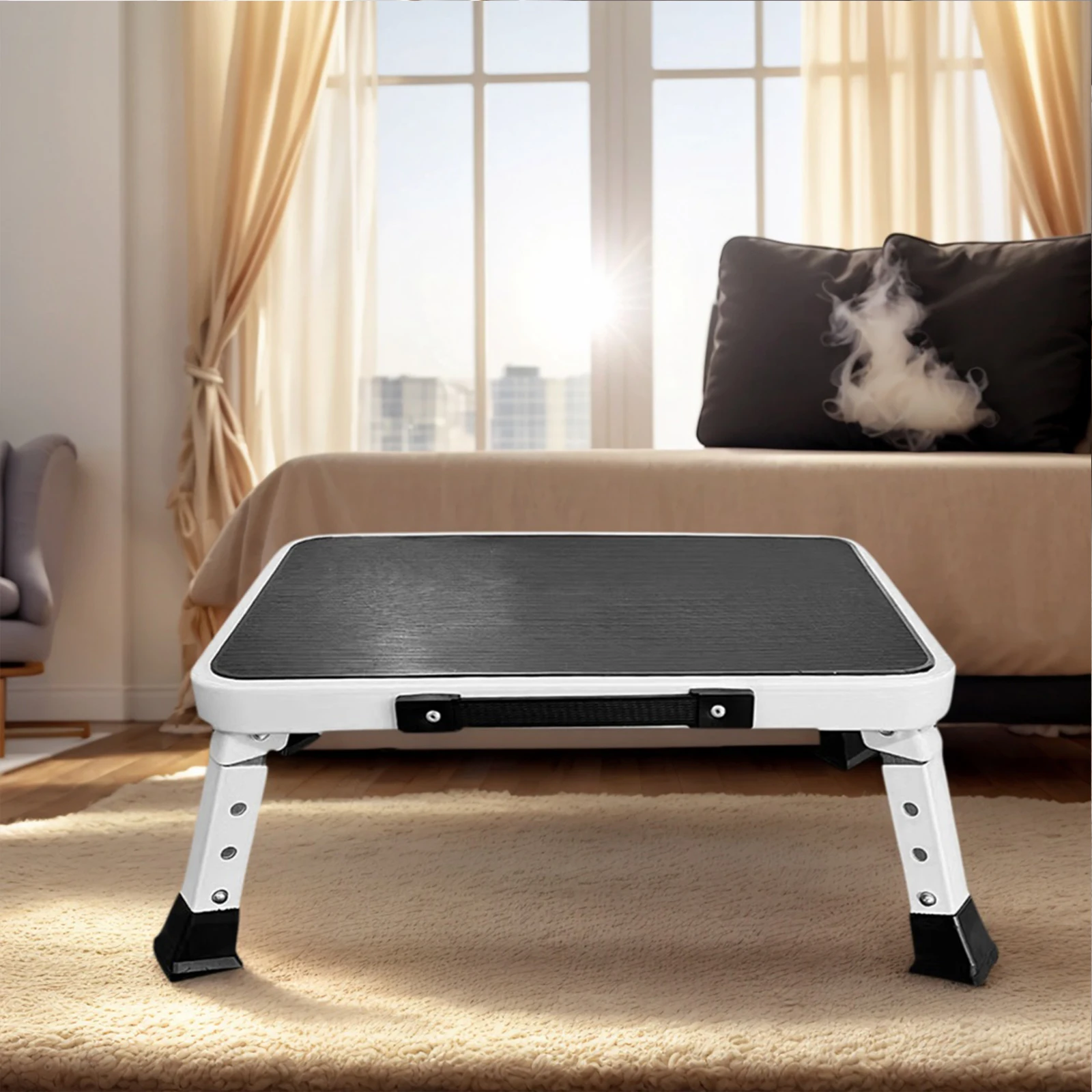 

Складная противоскользящая стремянка-табурет с широкой платформой для дома, гаража и складского помещения