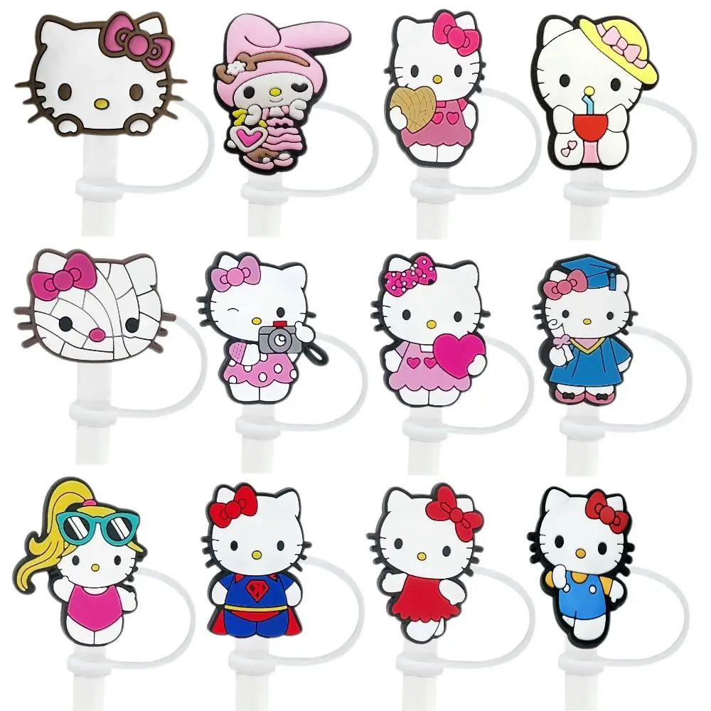 New Hello Kitty Silicone Straw Cap，stanley cup accessories,10MM spill-proof Straw cover Cap, Reusable Party Accessories,Gift