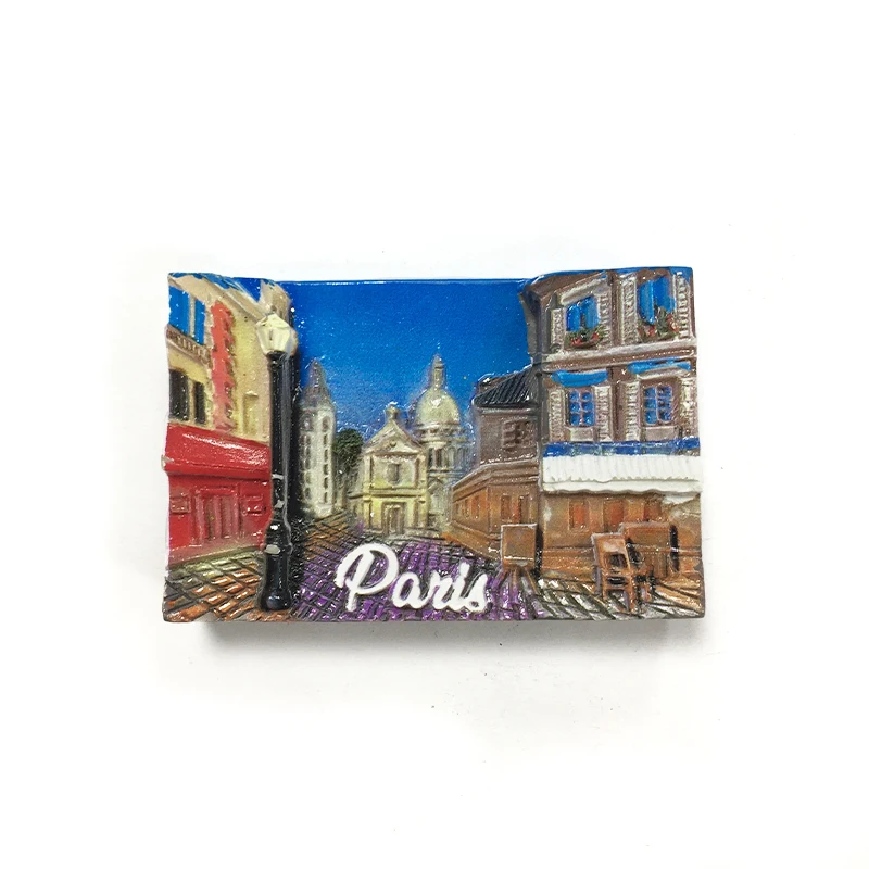 

Resin Paris Street Scene Magnetic Fridge Magnet - Souvenir Decor for Kitchen, Office, Home