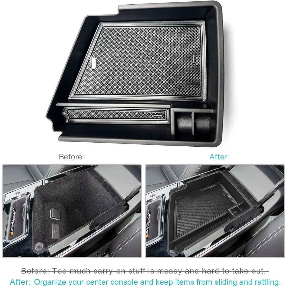 Car Accessories Center Console Tray Armrest Storage Box Divider ABS Black Functional Car Tray For Cadillac Lyriq 2023-2025
