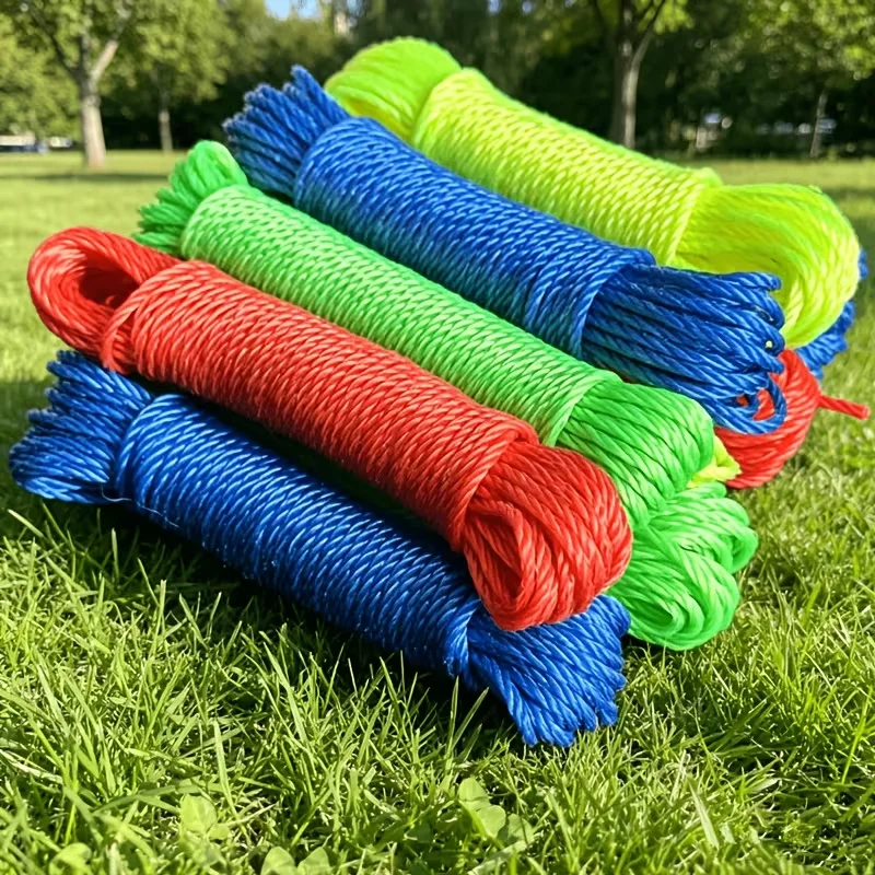 2 Pcs Random Colors Clothesline, Wear-Resistant Braided Rope, Outdoor Use for Hanging Clothes & Quilts