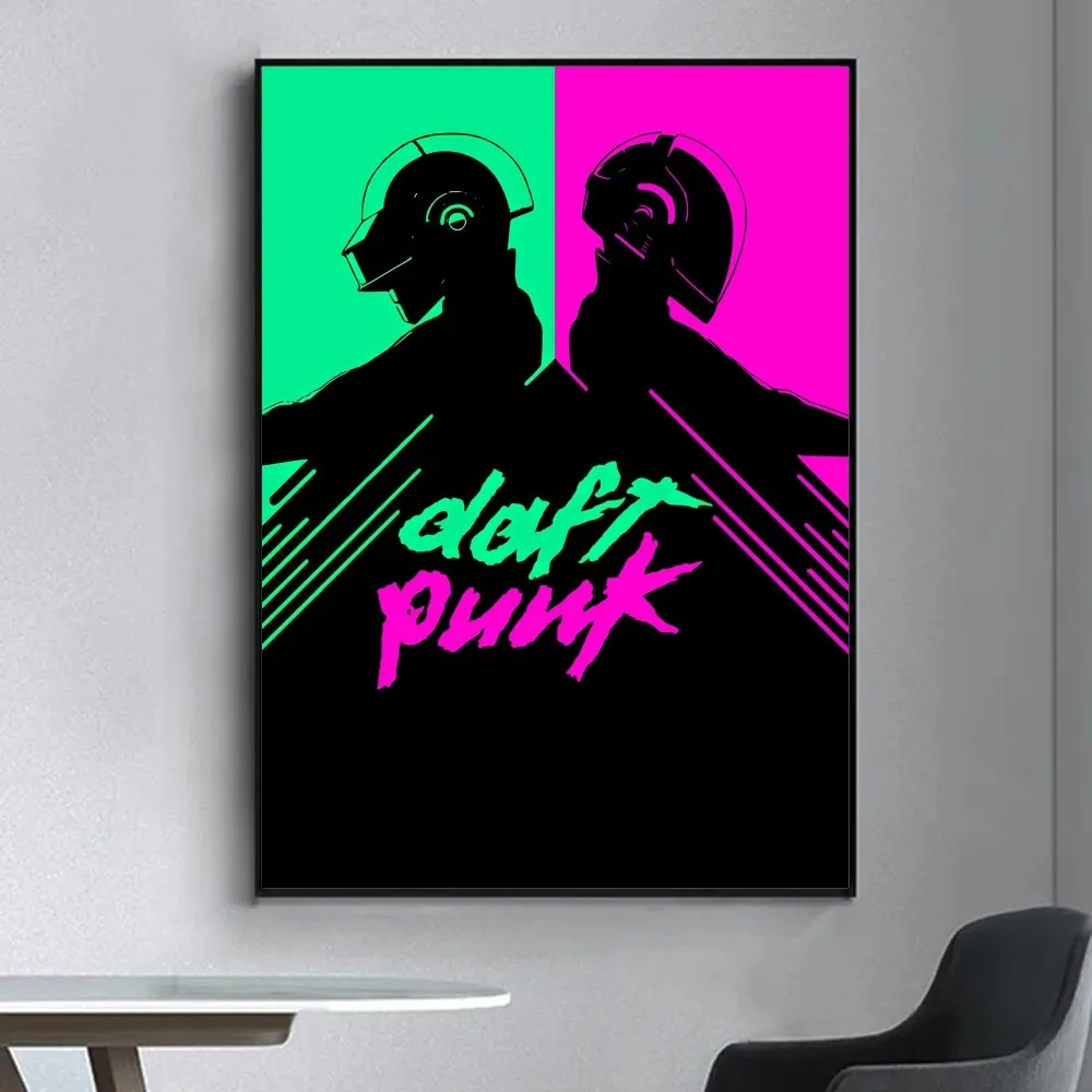 Daft Punk Rock Band Poster Fancy Poster Wall Sticker for Living Room Bar Vintage Decorative Painting Middle