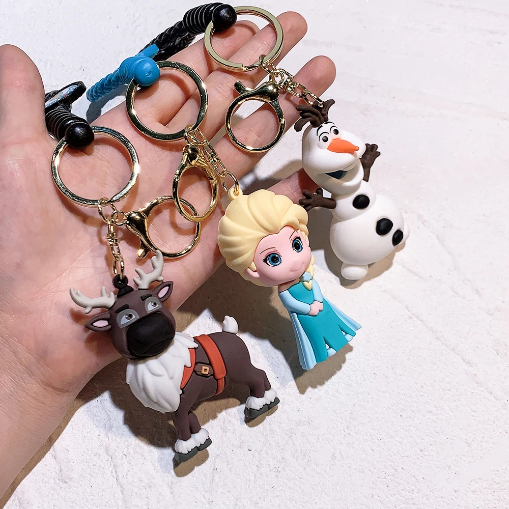 Disney Frozen Keychains Elsa Anna Anime Kristoff Olaf Key Ring Collection Doll Bag Car Keychain Christmas Birthday Gifts