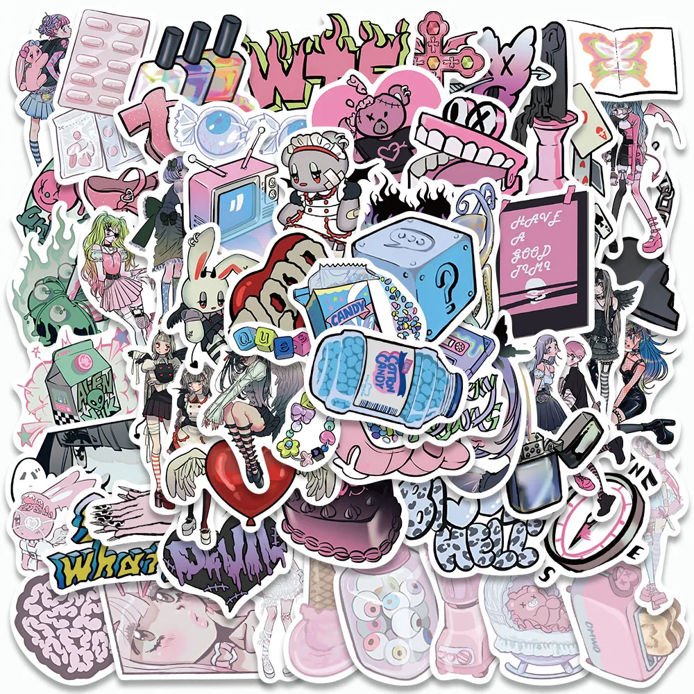 

60PCS Cartoon Domi Girl Stickers Cute Pink Bear Decals For Laptop Suitcase Skateboard Guitar Fridge Decorate Graffiti Stickers