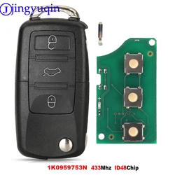 jingyuqin 3 Buttons Car Remote Key 1K0959753N ID48 For VW PASSAT b5 b6 Skoda CADDY GOLF JETTA POLO