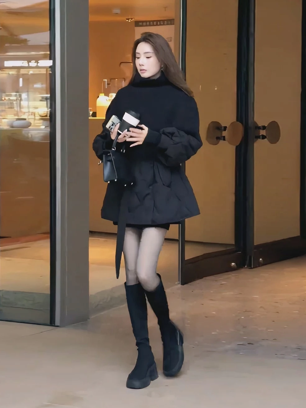 

Bla Diamond Patterned Mid-Length Women's down Jaet Waist-Cinching Sle 2025 New Winter Faion Cact Size Premium Feel