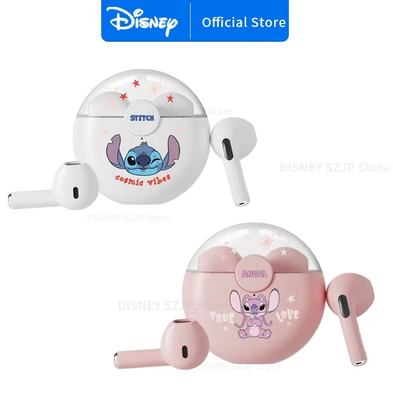 New Disney Q50 Stitch Angel Wireless Bluetooth 5.3 Earphones HiFi Surround Sound Headset Smart Touch Headphone Long Endurance