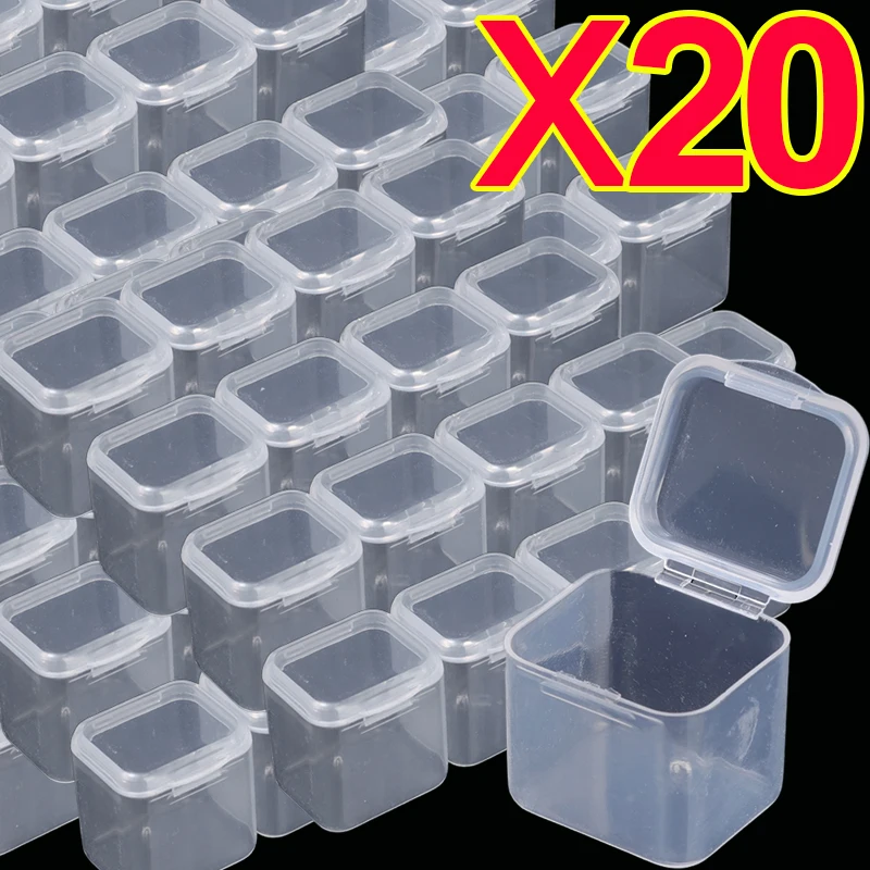 

1-20pcs Mini Storage Box Transparent Square Plastic Box Earrings Jewelry Packaging Storage Small Square Boxs Jewelry Organizer