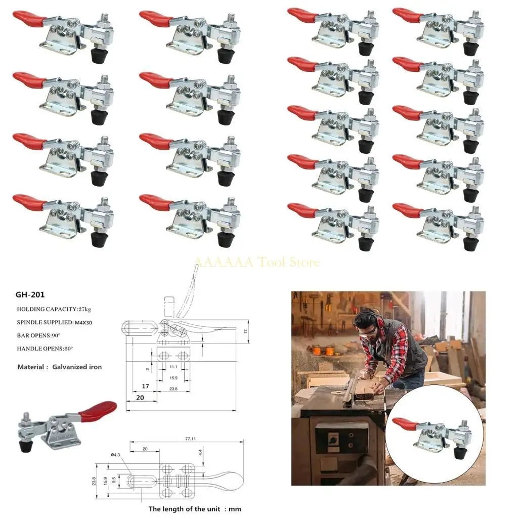 A2BE 수평 토글 클램프 조절 가능한 압력 도구 목공 수정 클립 클립 클램프