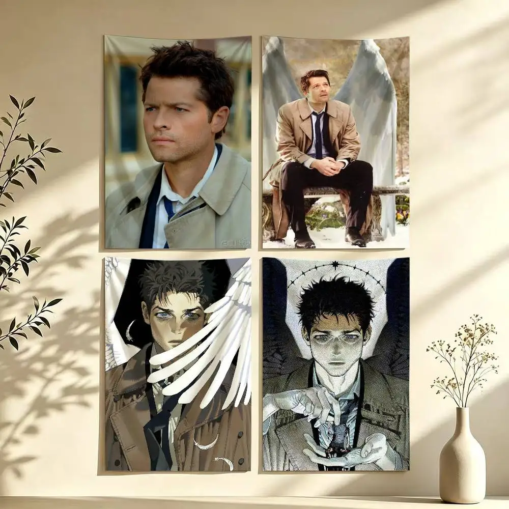 Misha Collins Supernatural Castiel Flag Digital Printing Banner for Garage Wall Out Door Decoration