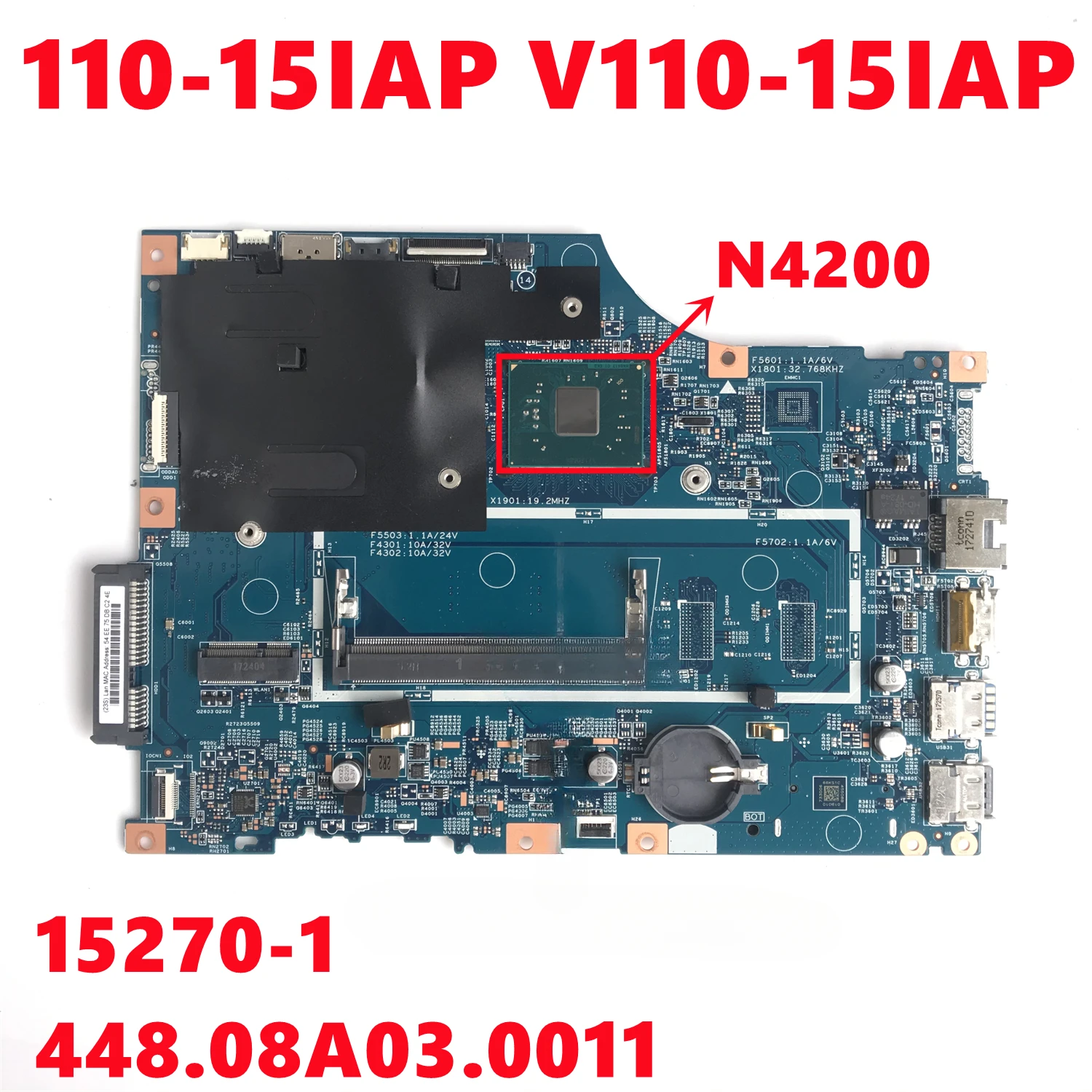 

Материнская плата для ноутбука Lenovo V110 110-15IAP, модель LV114A 15270-1 448.08A03.0011 с N4200 DDR3 100%, протестирована, высокое качество