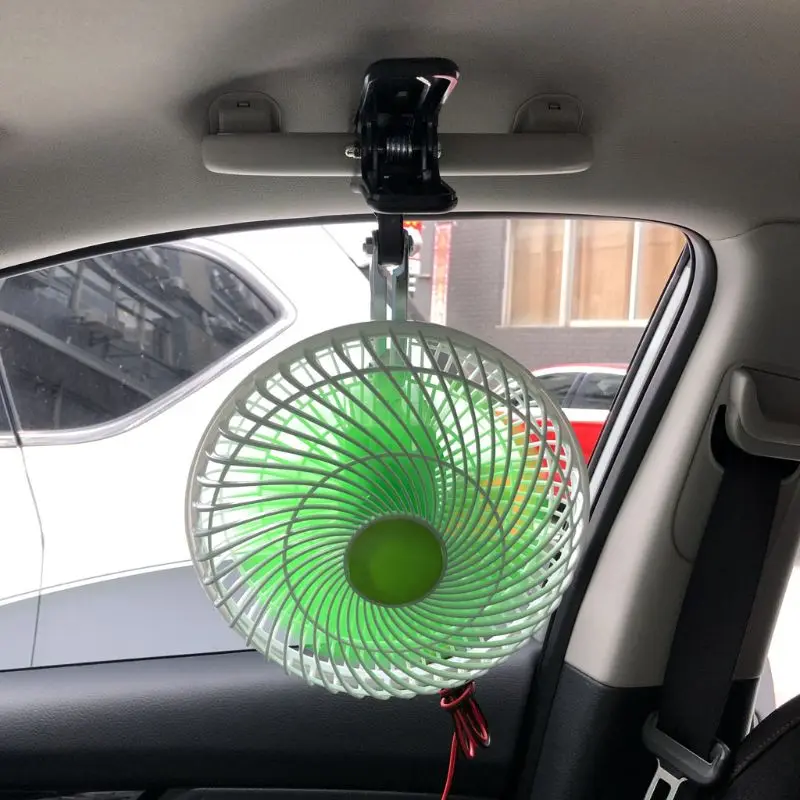 12V SUV Car Stepless Speed Air Cooling Fan Strong Wind Automobile Vehicle Oscillating Swing Clip Fan Car Vehicle Dropship