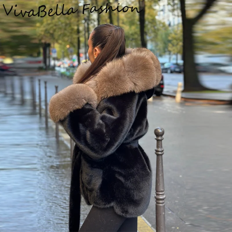 厚手の暖かいフェイクファーコート レディース ヴィンテージ パッチワーク ファーカラー スリーブ フード付きジャケット レースアップポケット アウターウェア 新品 レディースコート
