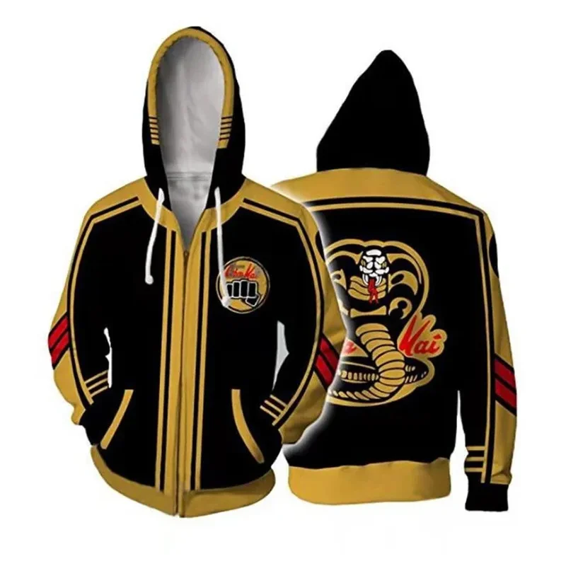 ♥   2025 nueva película Cobra Kai disfraz Karate chaquetas para adultos Cosplay cremallera sudaderas con capucha hombres wom ★ ☆ ly99