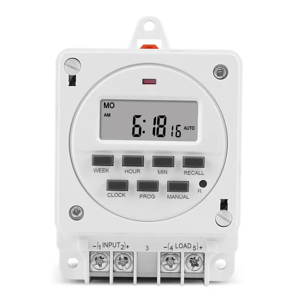 

TM618E LCD Smart Digital 220V 12V 16A 7 Days Programmable Timer Switch Relay Power Output 16A Controller with Mounting Base