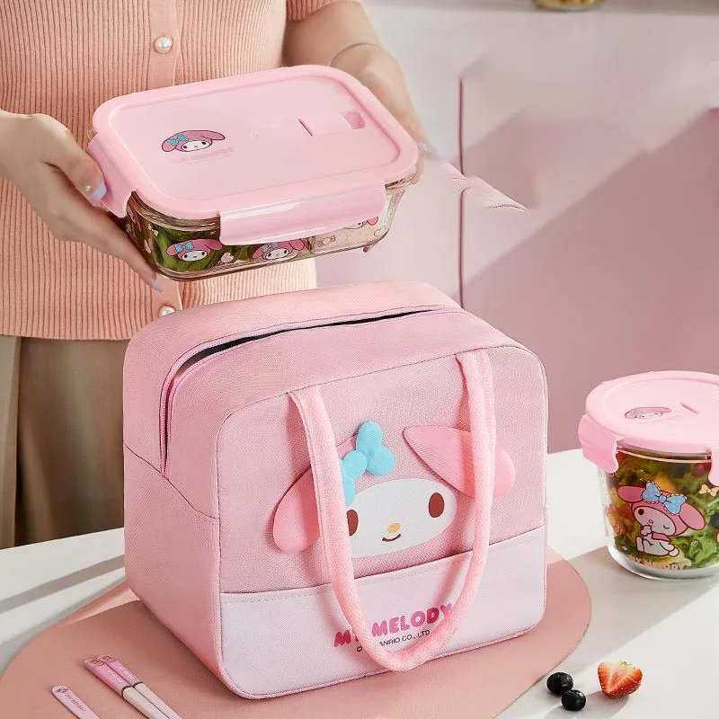 Licensed Sanrio Cute Hello Kitty My Melody Cinnamoroll Insulated Cooler Waterproof Handbag Portable Gift for Girls Office Women view 5